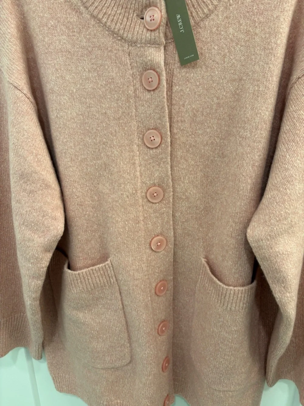 J.Crew Dusty Rose Oversized Milano Stitch Wool Alpaca Blend Cardigan Size Medium - Picture 4 of 16
